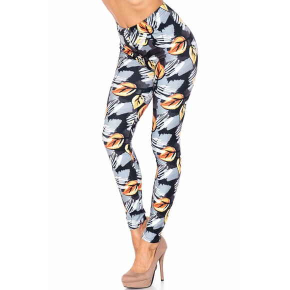 Reg One Size Lovely Boutique‎ Leave Print Leggings - Picture 3 of 5